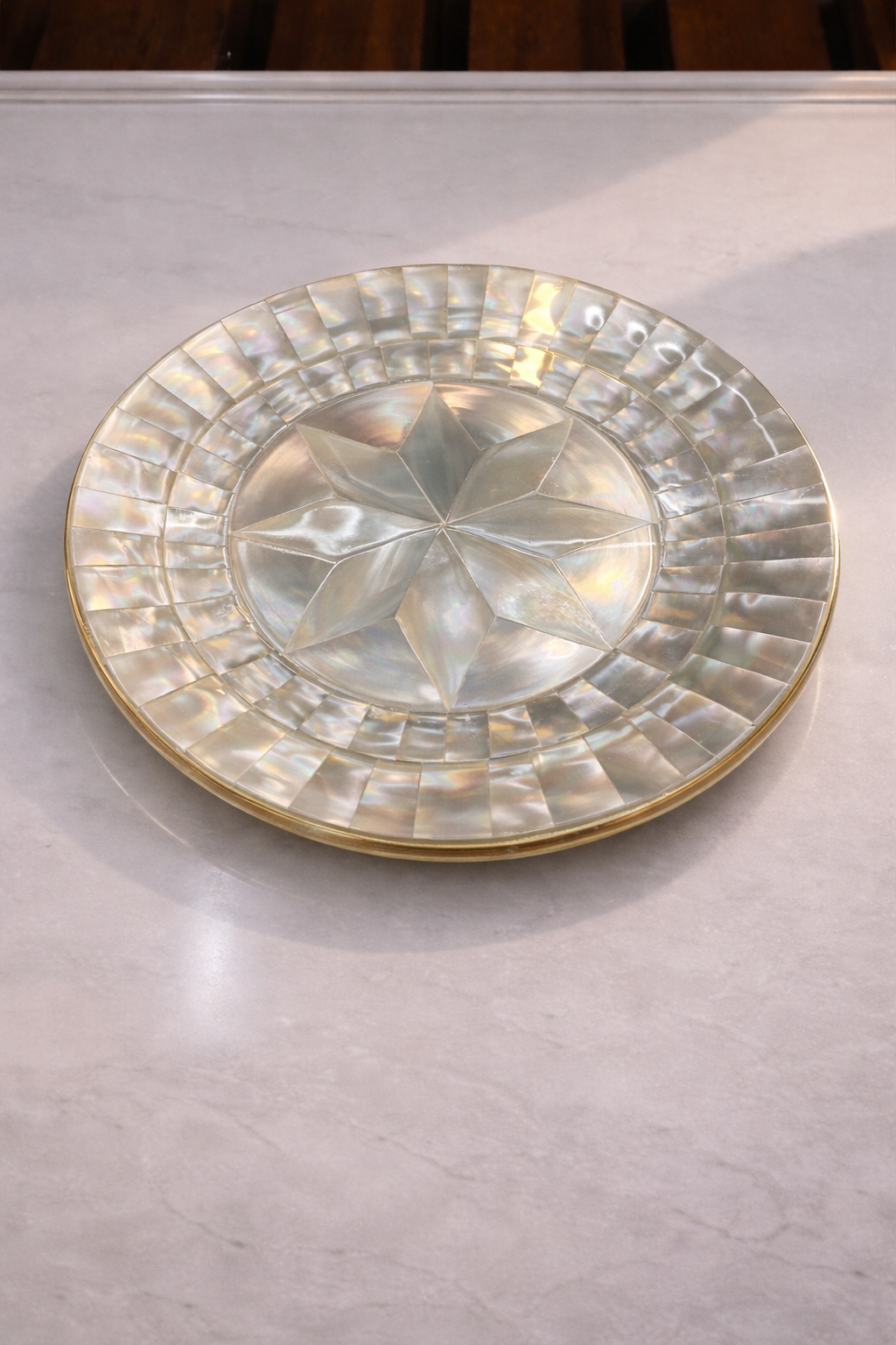 Handmade Mother of Pearl Floral Plate Luxury Decorative Trinket Holder Jewelry