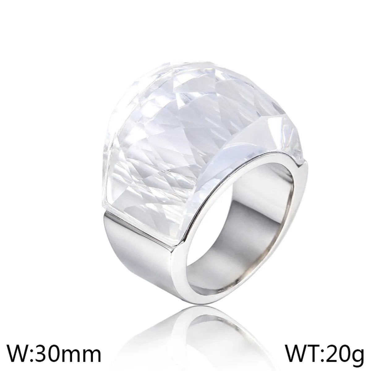 Vintage Style Geometric Women’s Ring – 18K Gold Plated Stainless Steel & Glass