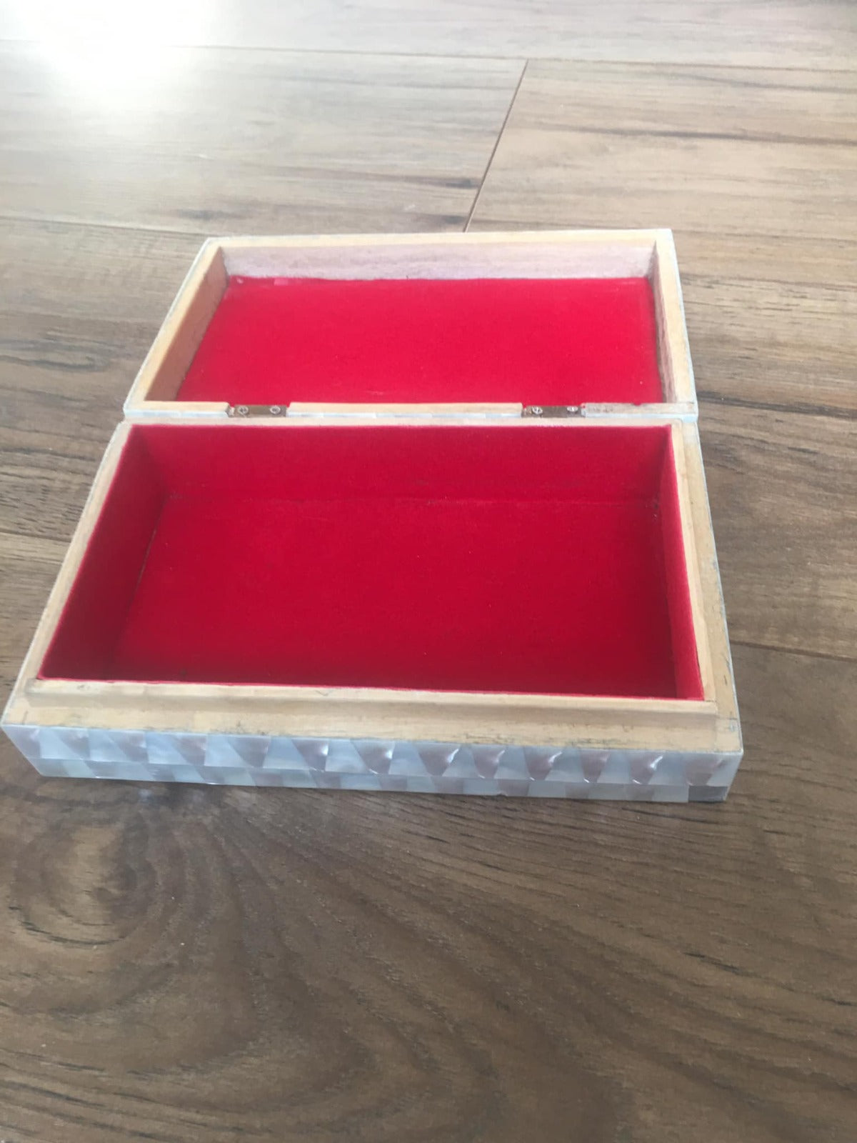 hand made jewellery box made from mother of pearl