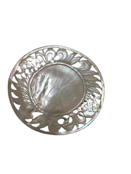 Hand-Carved Mother of Pearl Floral Decorative Dish 14 cm