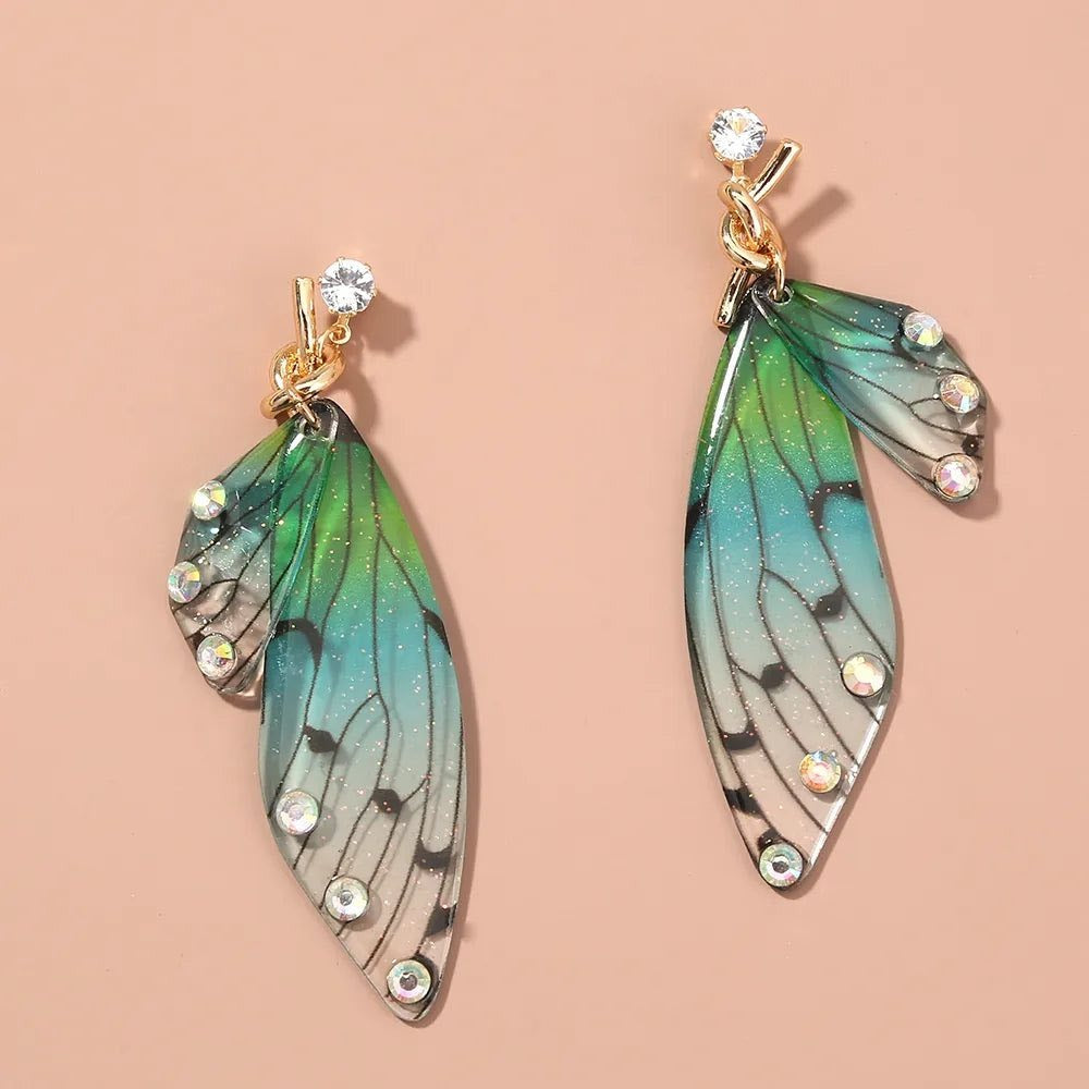 Bohemian Wings Butterfly Resin Artificial Rhinestones Earrings 1 Pair