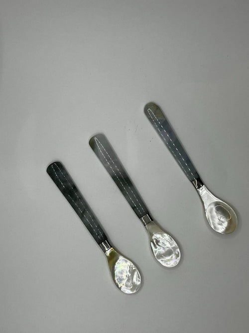 10 cm Handmade Spoon – Jade Handle and Mother of Pearl Spoon Bowl set of 4