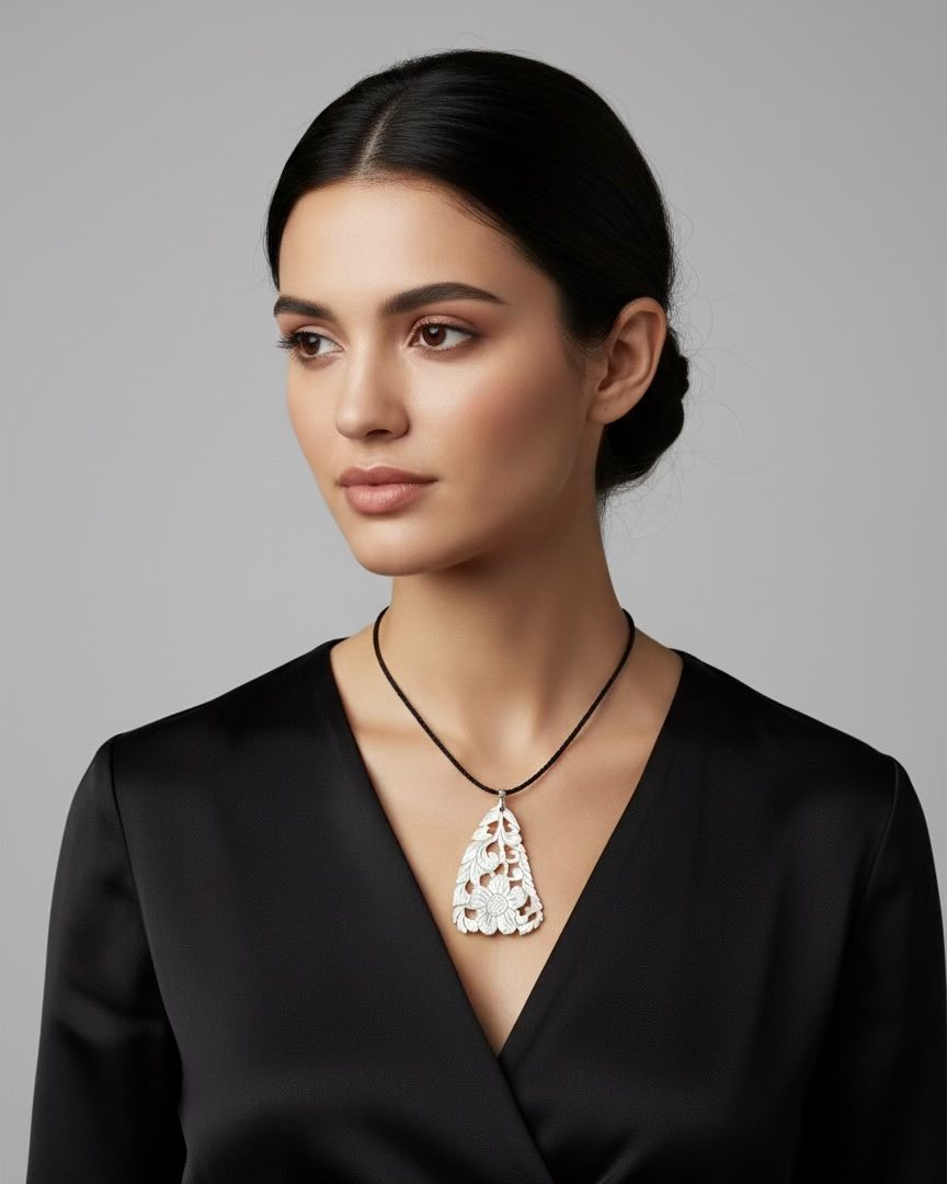 Handcrafted Mother of Pearl Necklace - Elegant Elephant Pendant Design for Women | Unique Artisan Jewelry Gift