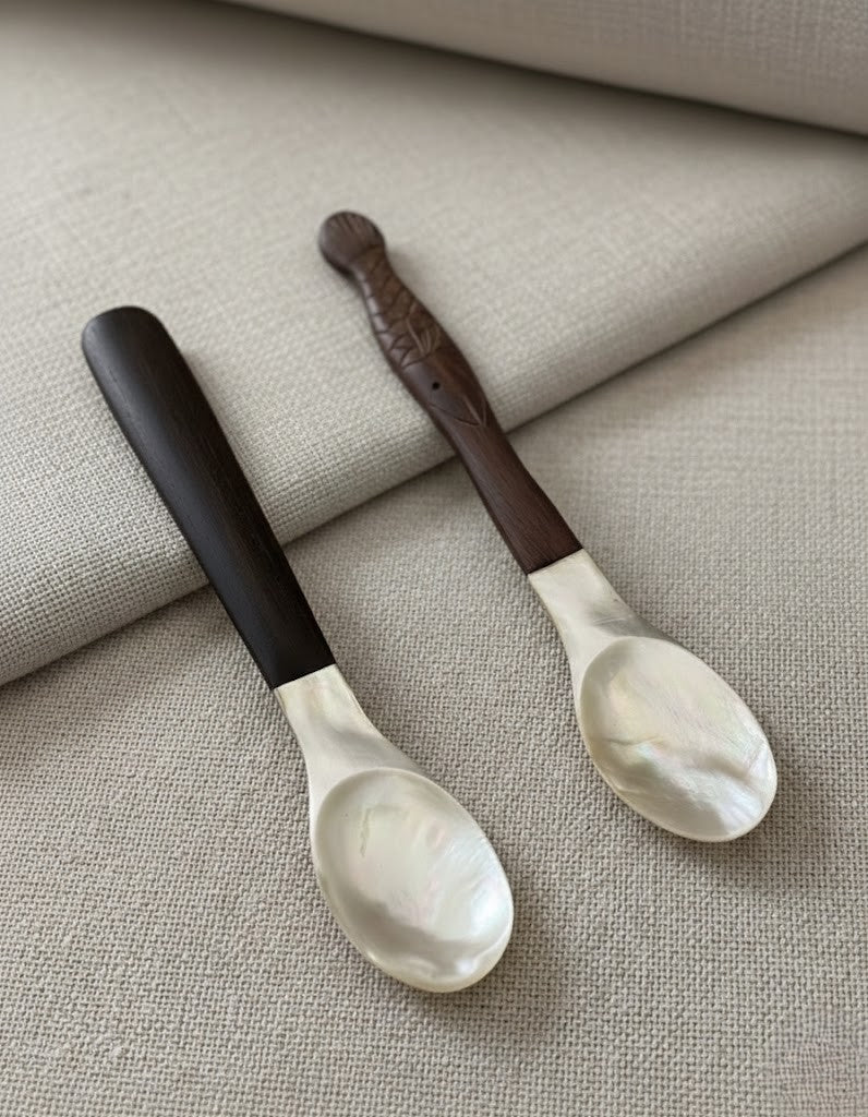 Handmade Carved Mother of Pearl Spoon 15cm – Luxury Fish Handle Tableware