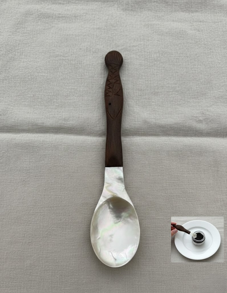Handmade Carved Mother of Pearl Spoon 15cm – Luxury Fish Handle Tableware