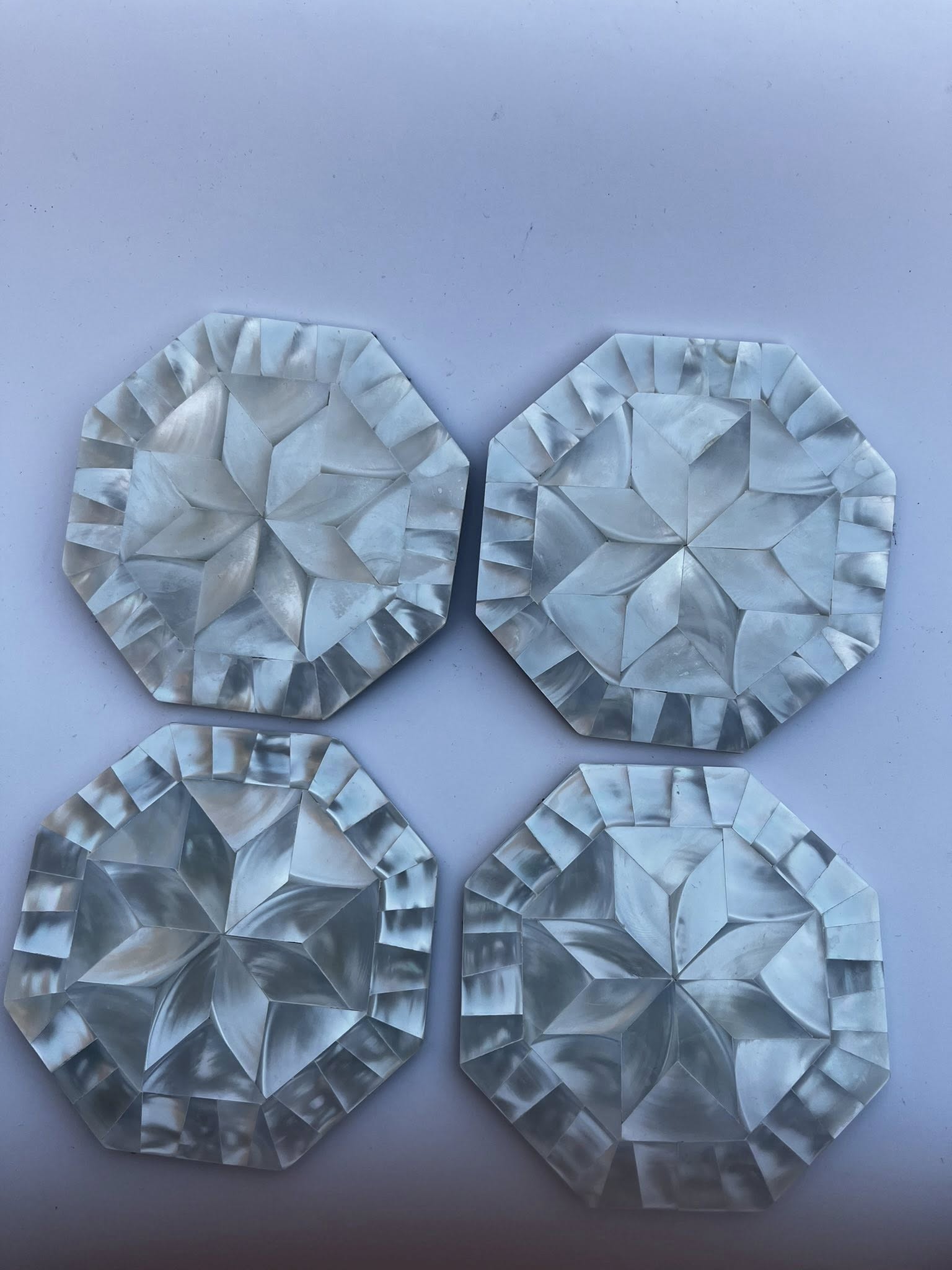 Mother of Pearl Coasters Set of 4 Handmade 10cm Luxury Drink Table Coasters Shell Decor