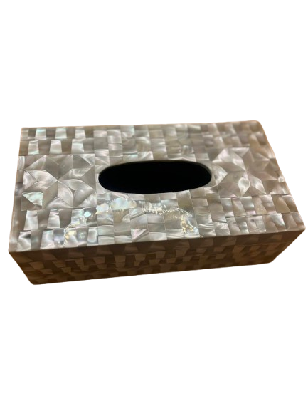 Handmade Oyster Shell Tissue Box Cover Coastal Beach Bathroom Decor Holder