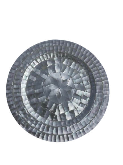 Handcrafted Mother of Pearl Small Round Plate, 19 cm – Double-Sided Decorative Plate with Pearl Top & Bottom”