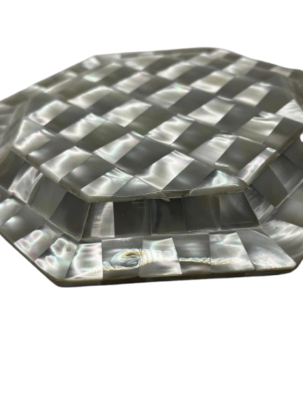 Natural Mother of Pearl Dish Octagon 16cm Jewellery Trinket Decorative Plate