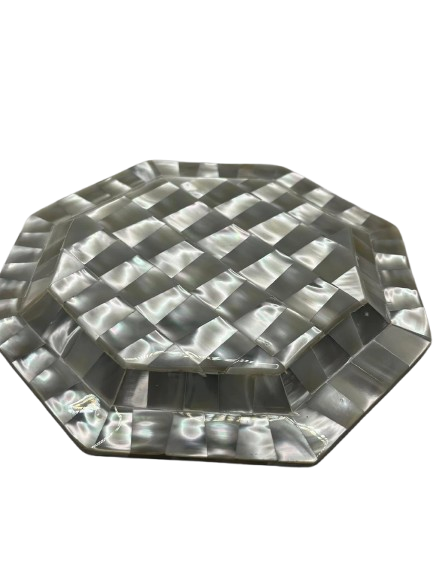 Natural Mother of Pearl Dish Octagon 16cm Jewellery Trinket Decorative Plate