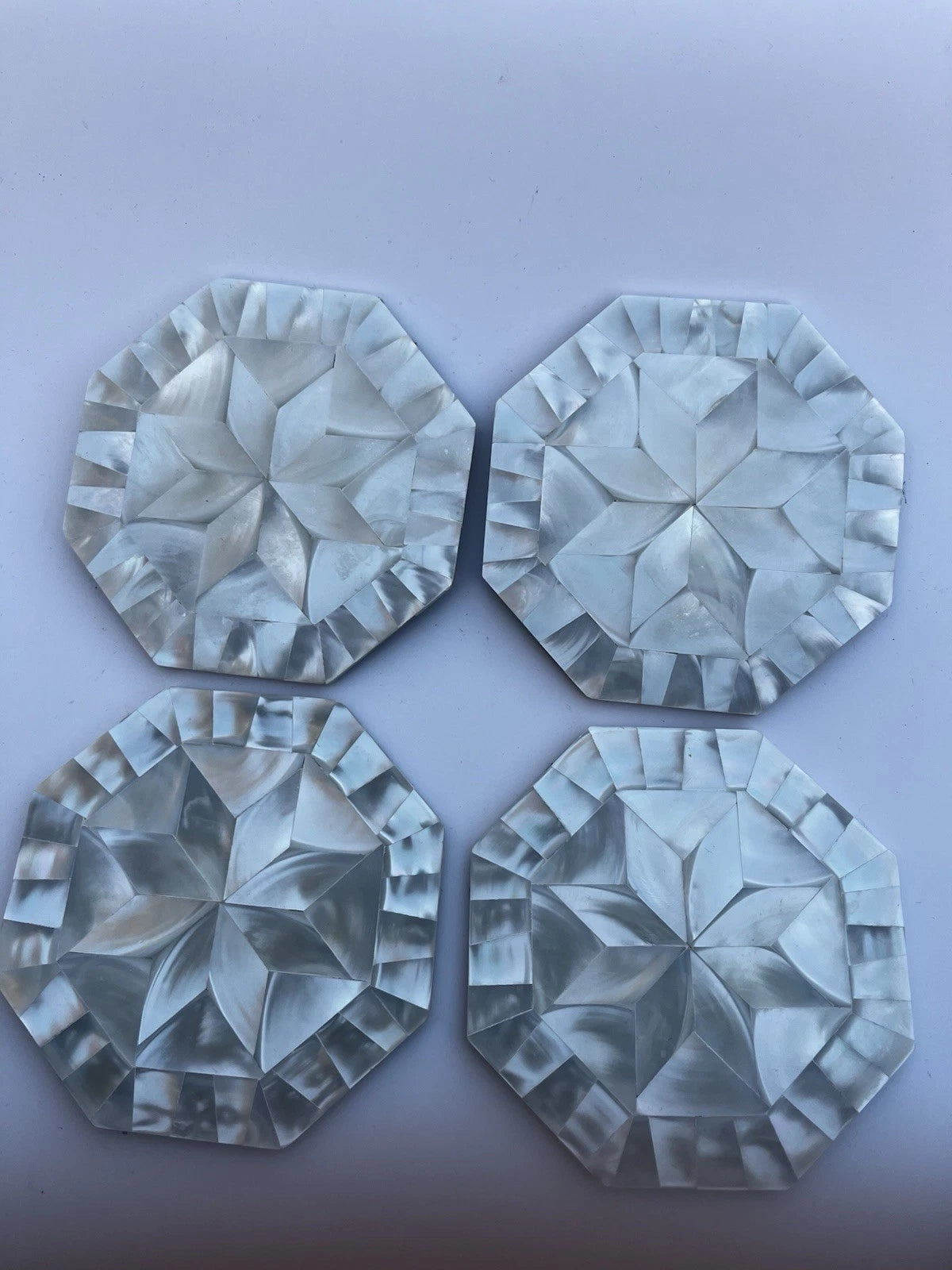Mother of Pearl Coasters Set of 4 Handmade 10cm Luxury Drink Table Coasters Shell Decor