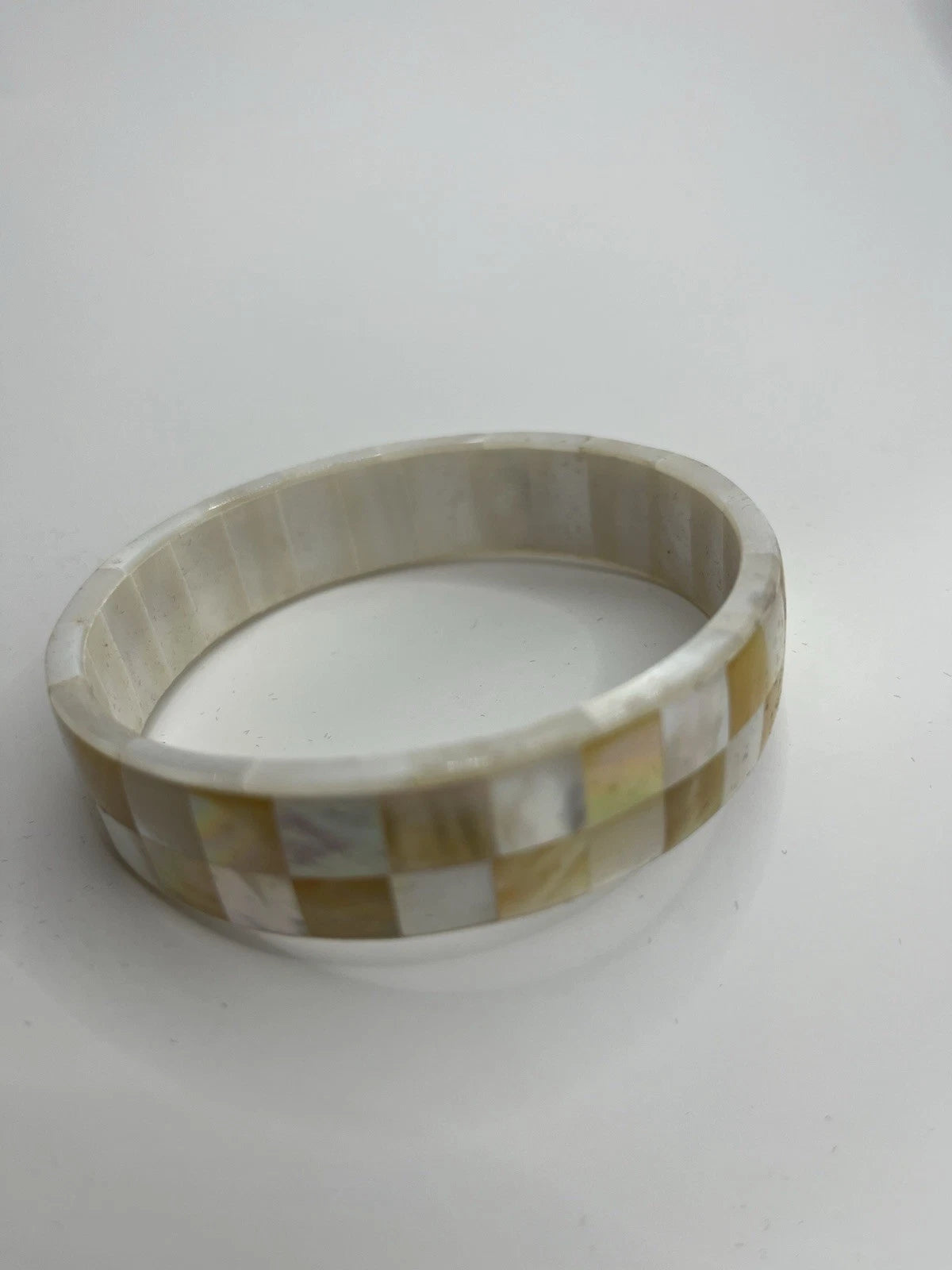 Handmade Mother of Pearl Shell Bangle Boho Jewelry Unique Gift for Women 7cm