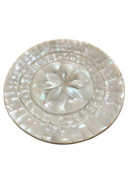 Handmade Mother of Pearl Floral Plate Luxury Decorative Trinket Holder Jewelry